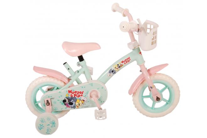 Afbeelding laden in galerijviewer, Woezel Pip Pip Kinderfiets Meisjes 10 inch Mint Blauw Roze Doortrapper

