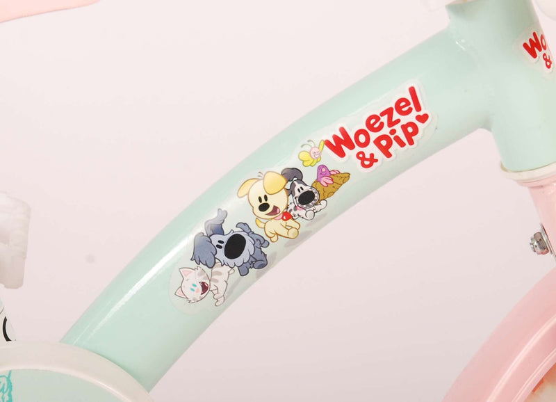 Afbeelding laden in galerijviewer, Woezel Pip Pip Kinderfiets Meisjes 10 inch Mint Blauw Roze Doortrapper
