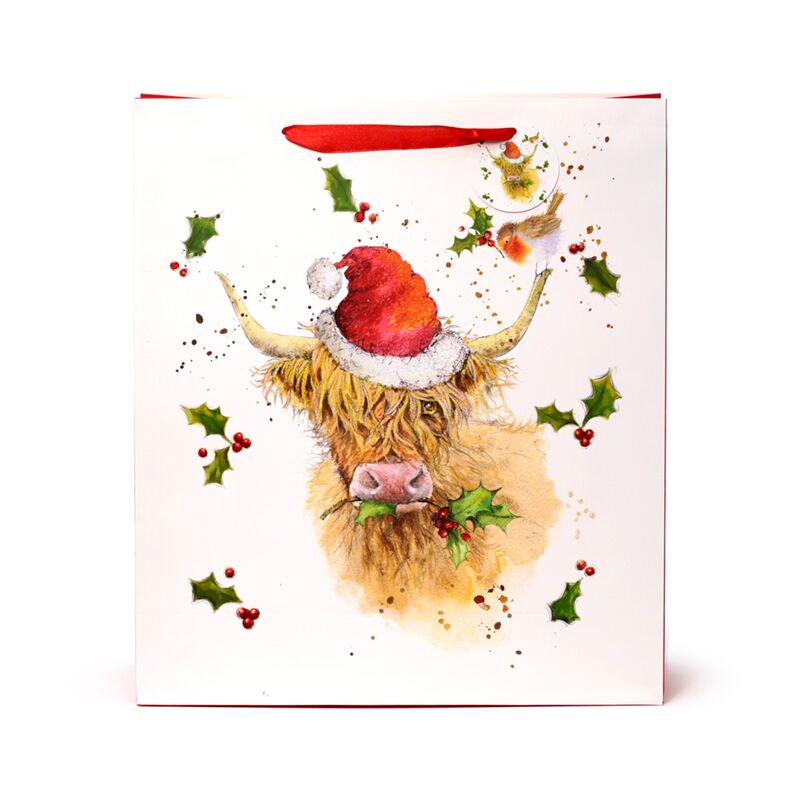 Load image into Gallery viewer, Jan pashley kerstmis highland coo cadeautasje xl
