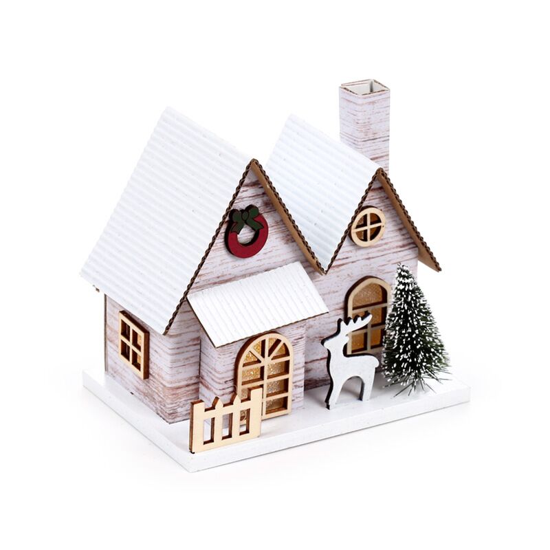 Load image into Gallery viewer, Zilverberk dubbel front kerstmis huis led decoratie
