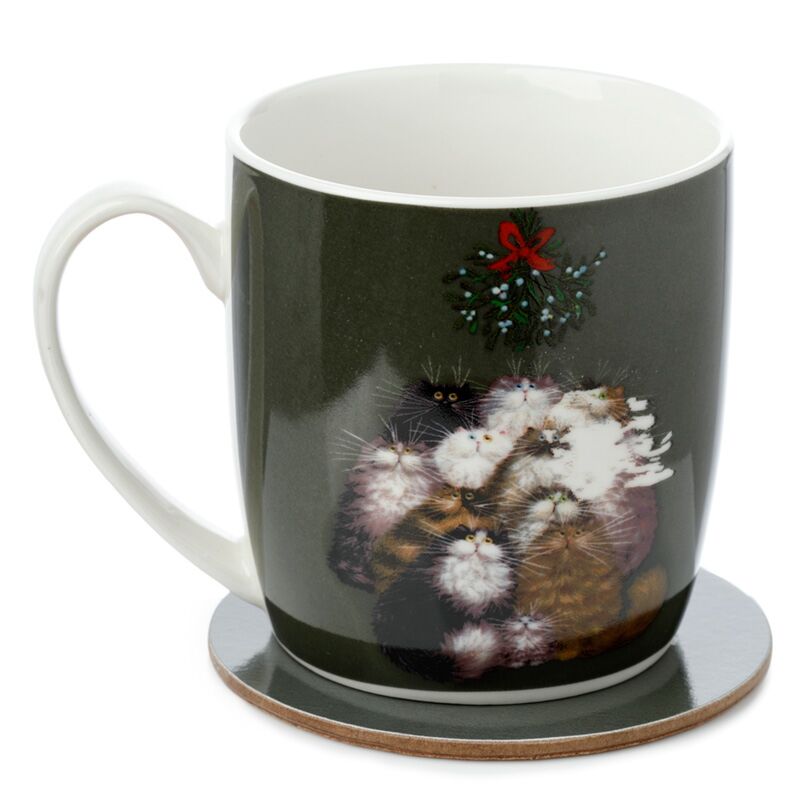 Load image into Gallery viewer, Kim haskins 12 katten voor kerstmis porselein mok onderzetter
