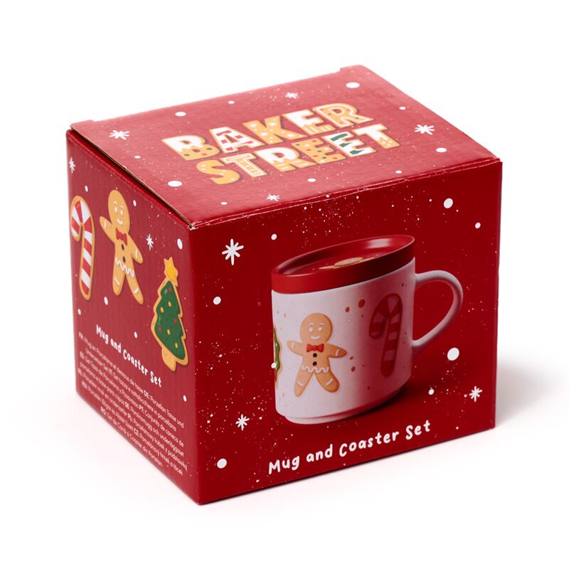 Load image into Gallery viewer, Kerstmis baker street porselein mok onderzetter set
