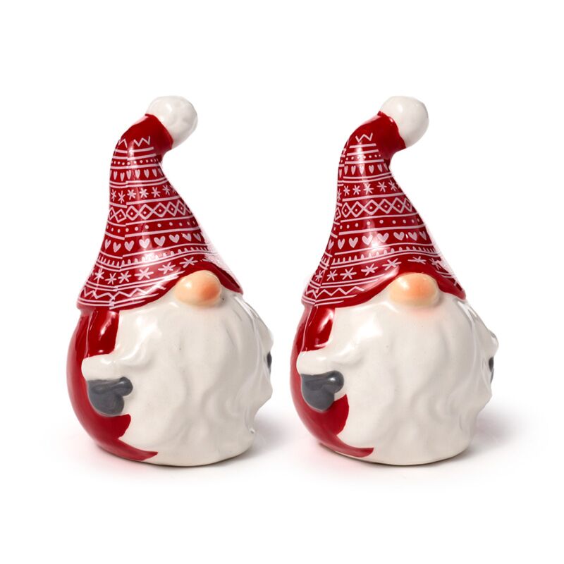 Load image into Gallery viewer, Scandi kerstmis gnoom keramiek peper- en zoutstel
