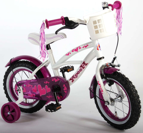 Volare Heart Cruiser Kinderfiets - Meisjes - 12 inch - Wit Paars