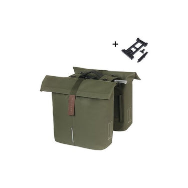 Basil dubbele fietstas city mik 28 - 32 liter - moss green