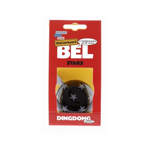 Load image into Gallery viewer, Nv ding dong bel 60mm stars zwart met sterren kaart
