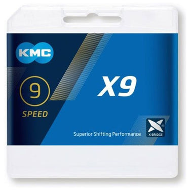 KMC X9 Grey fietsketting, 114 schakels, 9-speed, grijs