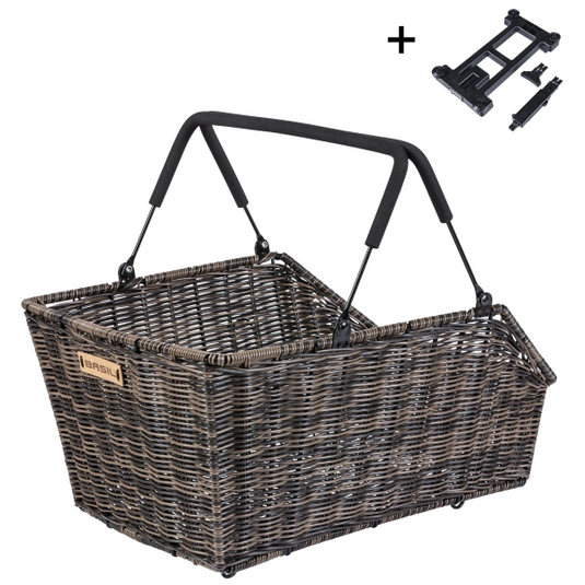 Basil fietmand cento rattan look met mik bevestiging 22 liter 41 x 25 x 12 cm - bruin