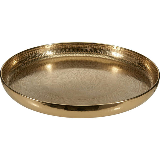 Home styling dienblad met hamerde dessin metaal ã˜34x3,5cm gold