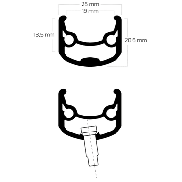 Ryde velg andra 30 26 559 x 19c aluminium - 32 gaats 14g - zwart geslepen