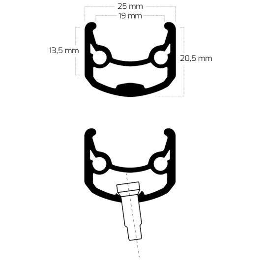 Ryde velg andra 30 26 559 x 19c aluminium - 32 gaats 14g - zwart geslepen