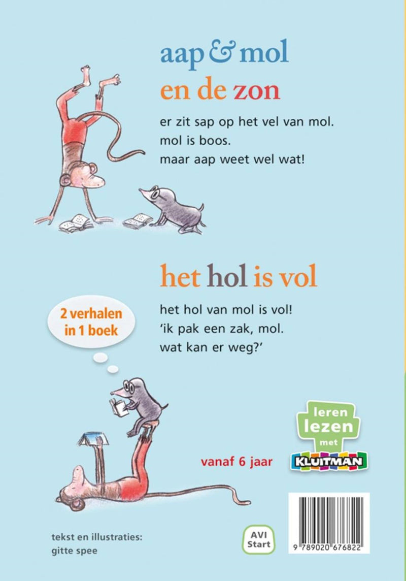 Load image into Gallery viewer, Kluitman aap mol en de zon het hol is vol, 2 verhalen in 1 boek (avi start)
