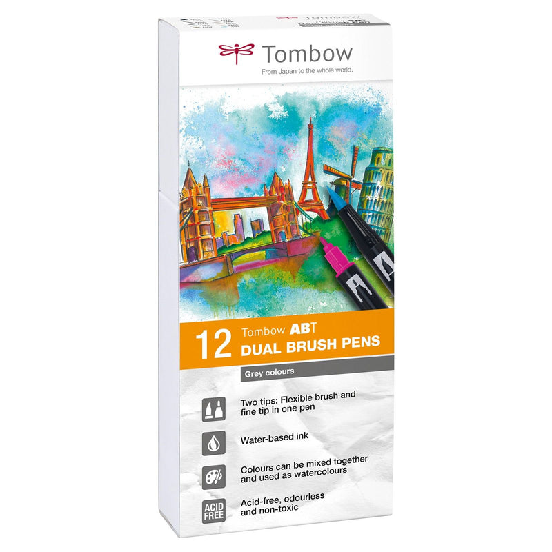 Load image into Gallery viewer, Tombow • brush pen abt dual brush pen 12x gray colors

