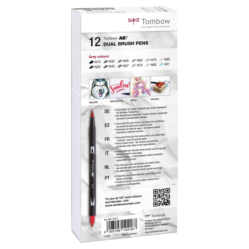 Load image into Gallery viewer, Tombow • brush pen abt dual brush pen 12x gray colors

