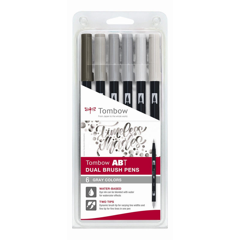 Load image into Gallery viewer, Tombow • brush pen abt dual brush pen 6x gray colors
