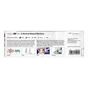 Tombow • abt pro marker set op alcohol basis warme grijze kleuren 5pcs