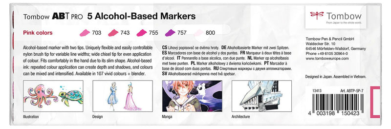 Load image into Gallery viewer, Tombow • abt pro marker set op alcohol basis roze kleuren 5pcs
