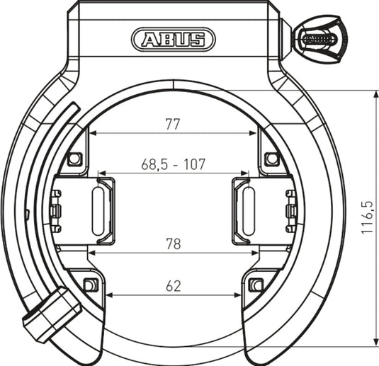 Abus Frame ringslot 6950M R XPlus. Security Level 9. Met grote wiel opening