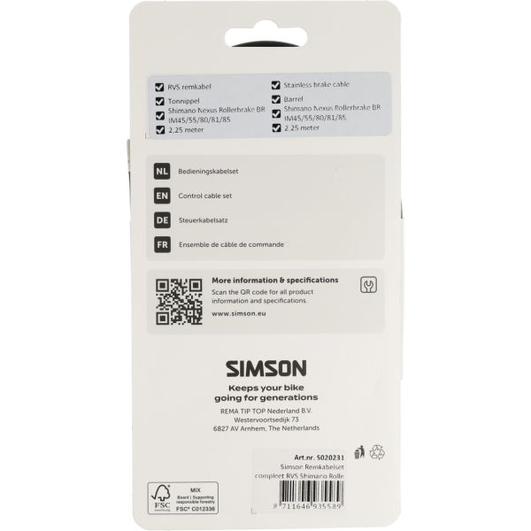 Afbeelding laden in galerijviewer, Simson remkabelset compleet rvs shimano rollerbrake zwart

