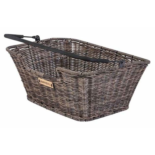 Load image into Gallery viewer, Basil Capri Rattan Look - fietsmand -  achterop - bruin
