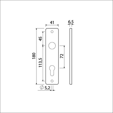 Ami kortschild 180 41 rh profielcilinder 72 zwart 9005 str - 739116
