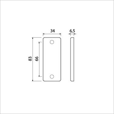 Ami rechthoek rozet 4 rh blind f-1 - 216401