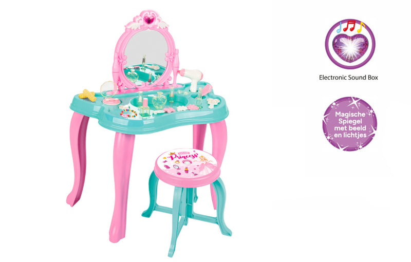 Load image into Gallery viewer, Pilsan Make-up tafel lichten geluidseffecten roze
