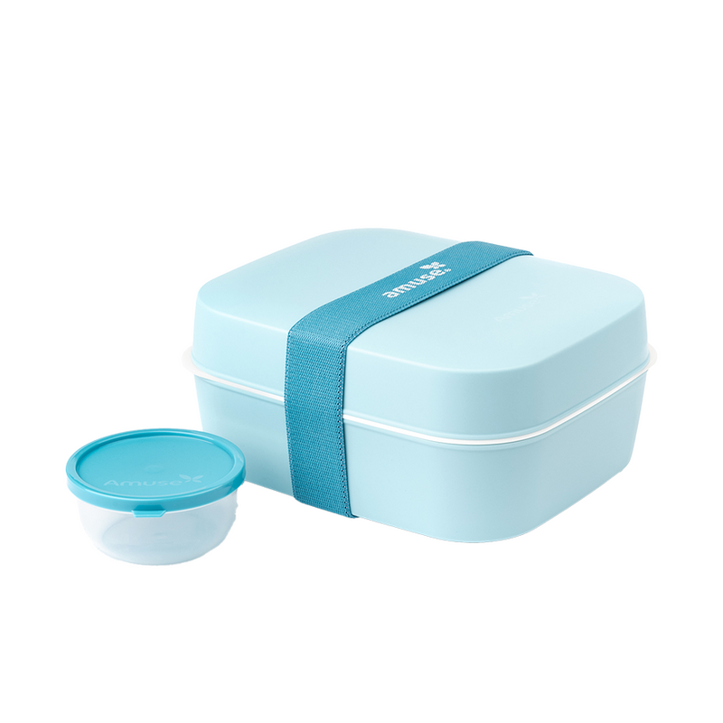 Load image into Gallery viewer, Amuse basic lunchbox 3-in-1 blauw 6-delig
