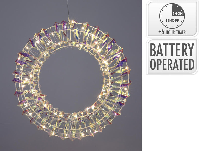 Load image into Gallery viewer, Home styling krans 30cm 30led shiny rainbow met timer
