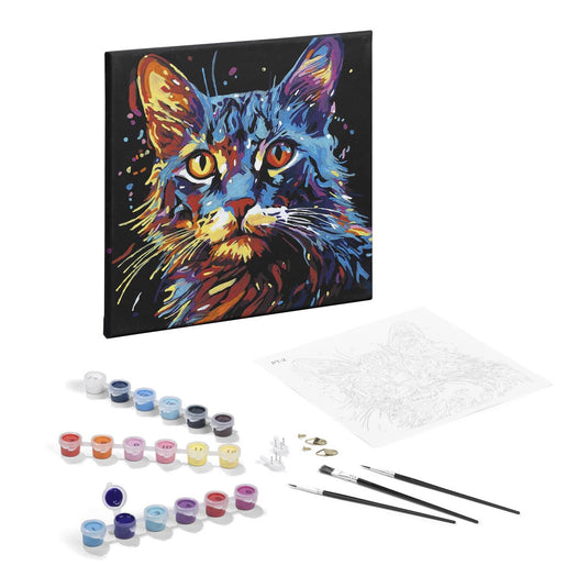 Nassau schilderen op nummer zwart canvas kat, 30x30cm