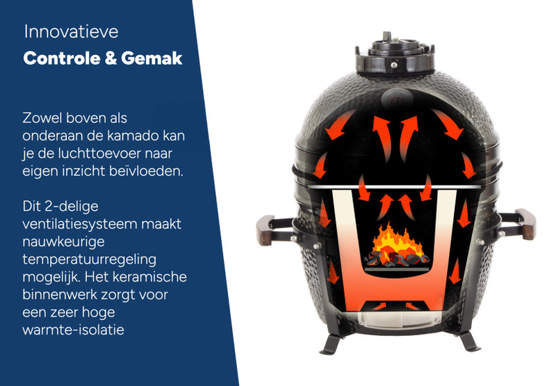 Load image into Gallery viewer, Arbaer Kamado Medium Ø 16 inch met Frame Keramisch Zwart
