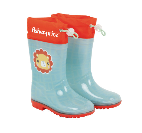 Load image into Gallery viewer, Arditex Regenlaarzen Fisher-Price junior PVC textiel lichtblauw rood maat 20
