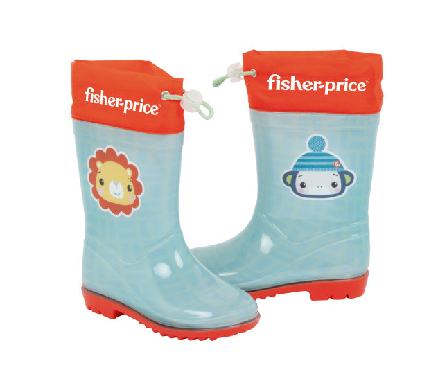 Load image into Gallery viewer, Arditex Regenlaarzen Fisher-Price junior PVC textiel lichtblauw rood maat 20

