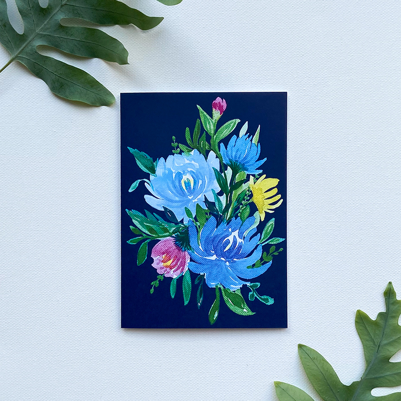 Afbeelding laden in galerijviewer, Art by andu wenskaart blue bundle
