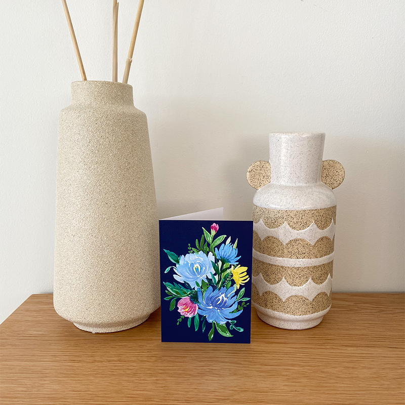 Afbeelding laden in galerijviewer, Art by andu wenskaart blue bundle
