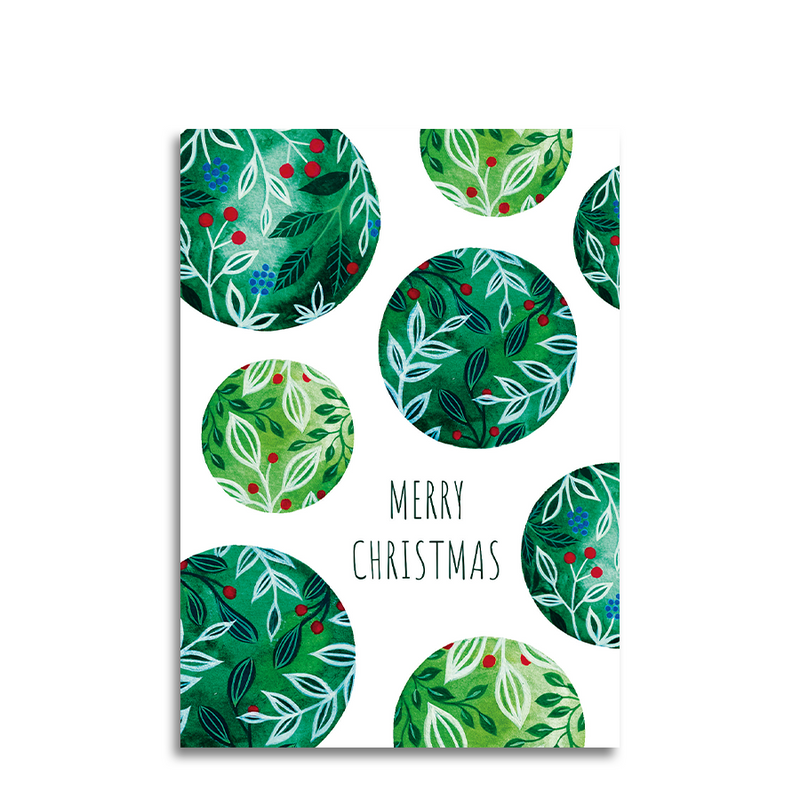 Afbeelding laden in galerijviewer, Art by andu wenskaart christmas balls
