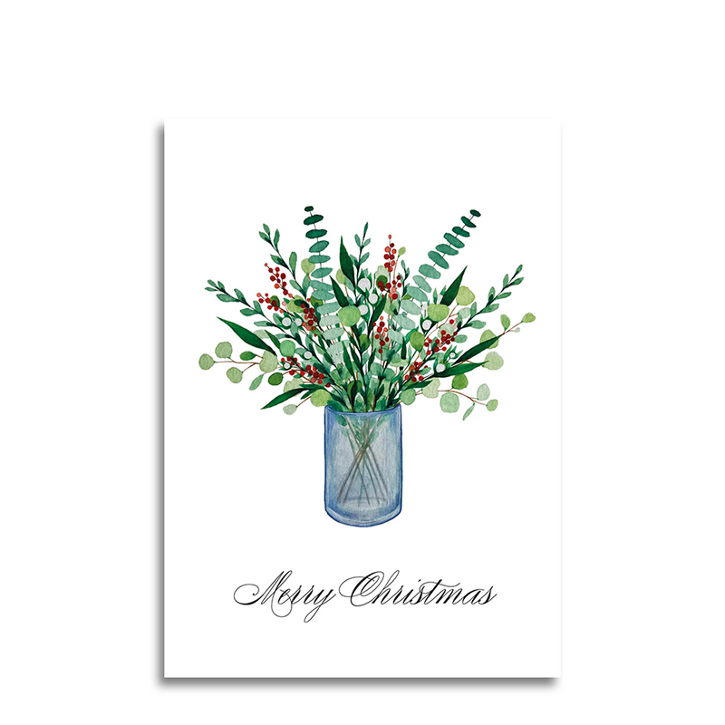 Afbeelding laden in galerijviewer, Art by andu wenskaart christmas vase
