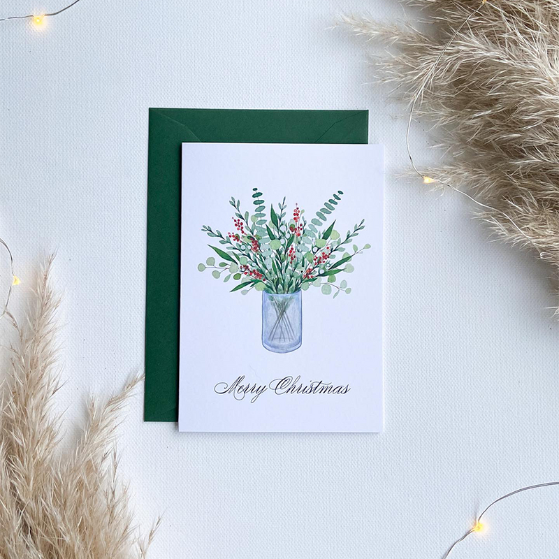 Afbeelding laden in galerijviewer, Art by andu wenskaart christmas vase
