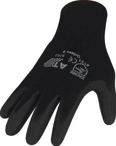 Asatex handschoen | maat 9 zwart | en 388 psa-categorie ii | nylon met polyurethaan | 12 paar - 3702 9 - 3702 9