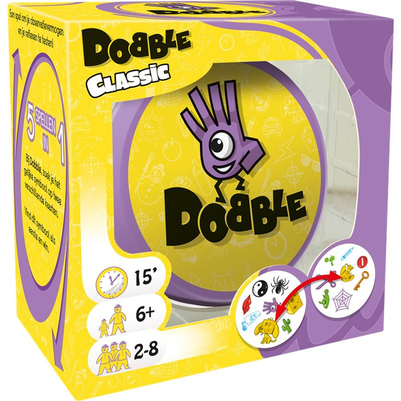 Load image into Gallery viewer, Zygomatic board game studio dobble classic – nederlandstalig kaartspel voor 2 tot 8 spelers - leuk familiespel vanaf 6 jaar - het razendsnelle zoekspel voor het hele gezin
