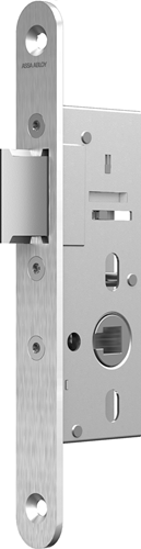 Load image into Gallery viewer, Assa abloy n1002 loopslot | dm65mm | krukgat 8mm | voorplaat rvs 24x185mm afgerond | zamac vernikkelde dagschoot | dr 1+3 2+4 - 10049500
