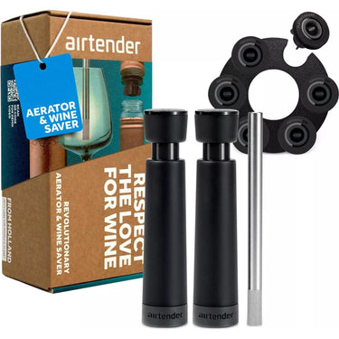 Airtender wine lovers - vacuã¼mpomp met 3 wijnstoppers en beluchter in cadeaudoos