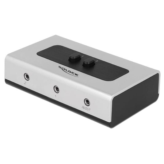 Delock switch stereo jack 3.5 mm 2 port manual bidirectional (grijs zwart)