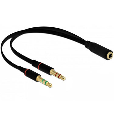 Delock headset adapter (zwart, 0,2 meter)