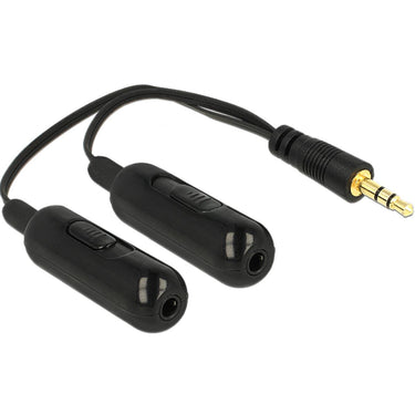 Delock 1x 3.5 mm (male) > 2x 3.5 mm kabel (zwart, 0,19 meter)