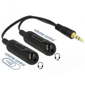 Delock 1x 3.5 mm (male) > 2x 3.5 mm kabel (zwart, 0,19 meter)