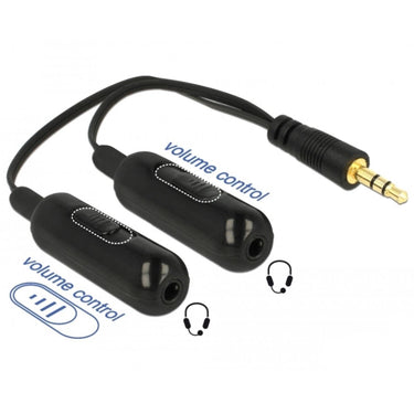 Delock 1x 3.5 mm (male) > 2x 3.5 mm kabel (zwart, 0,19 meter)