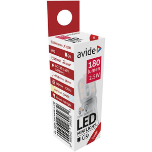 Avide led lamp 2,5 w g9 fitting, 2.5w 3000 kelvin warmwit 180 lumen