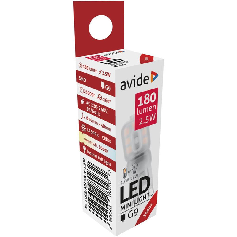 Load image into Gallery viewer, Avide led lamp 2,5 w g9 fitting, 2.5w 3000 kelvin warmwit 180 lumen
