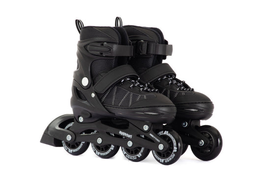 Aventuri verstelbare inline skates semi-softboot zwart maat 38-41 (l)
